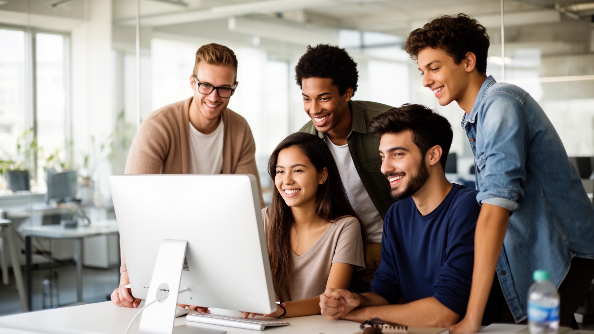 LATAM developers collaborating in a modern office